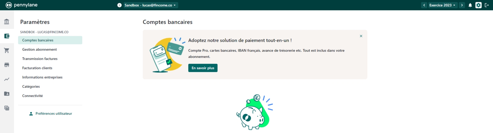 obtenir ma clé API Pennylane, interface Pennylane, roue dentée paramètres, menu Paramètres, Connectivité, Développeurs, token d'accès, copier clé API, coller clé API Fincome, calcul MRR Pennylane, dates d'imputation factures, module Abonnements, date d'émission facture, date de début de période, fréquence d'abonnement, date de fin de période, définir périodicité plans, section Données Plans, convertir facture Ponctuel à Récurrent.