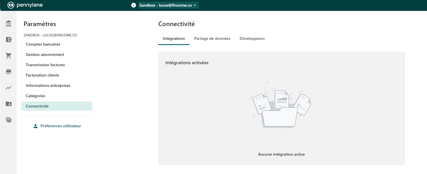 obtention clé API Pennylane, interface utilisateur Pennylane, roue dentée paramètres, menu Connectivité, menu Développeurs, token d'accès, copier clé API, coller clé API dans Fincome, MRR avec Pennylane, dates d'imputation factures Pennylane, module Abonnements Pennylane, date début période abonnement, fréquence d'abonnement, période de facturation, périodicité plans Pennylane, section Données Plans, conversion de facture ponctuelle à récurrente, ajuster ligne de facture.